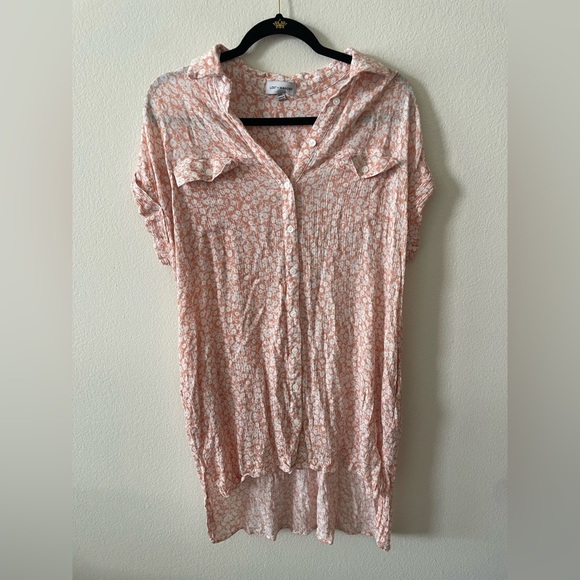 Lost and wander gauze Pick me in the desert pink and white floral tunic blouse - Picture 3 of 5